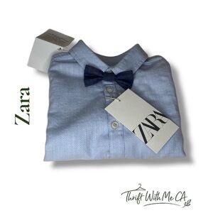 Zara Sky Blue Shirt with Dark Blue Bow Tie